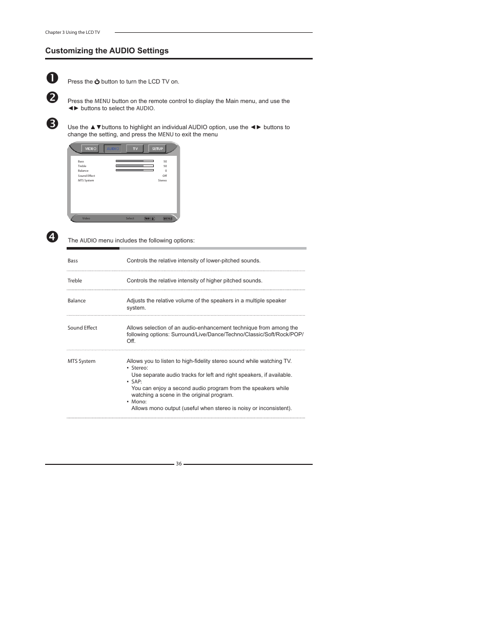 Customizing the audio settings | Polaroid FLX-2602 User Manual | Page 37 / 58