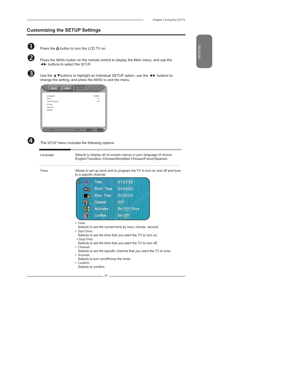 Customizing the setup settings | Polaroid FLX-2602 User Manual | Page 38 / 58