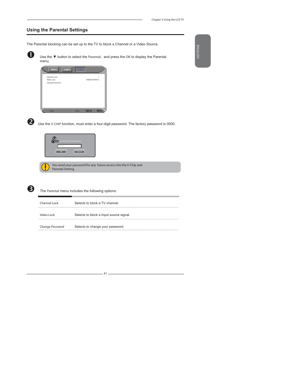 Using the parental settings | Polaroid FLX-2602 User Manual | Page 42 / 58