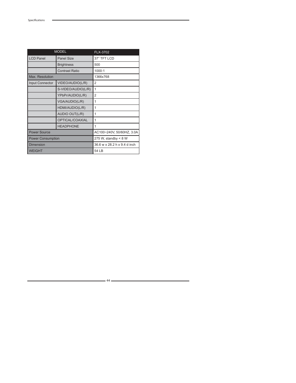 Polaroid FLX-2602 User Manual | Page 45 / 58