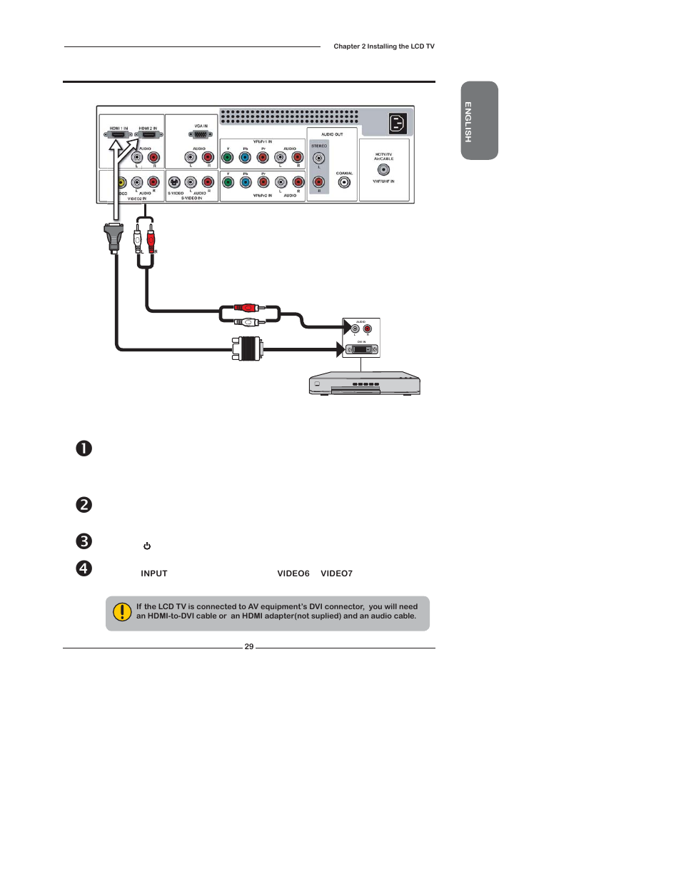 Connecting an av equipment with dvi connector | Polaroid TDX-02610B User Manual | Page 31 / 73