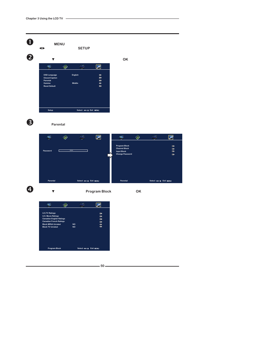 Using the program block settings | Polaroid TDX-02610B User Manual | Page 52 / 73
