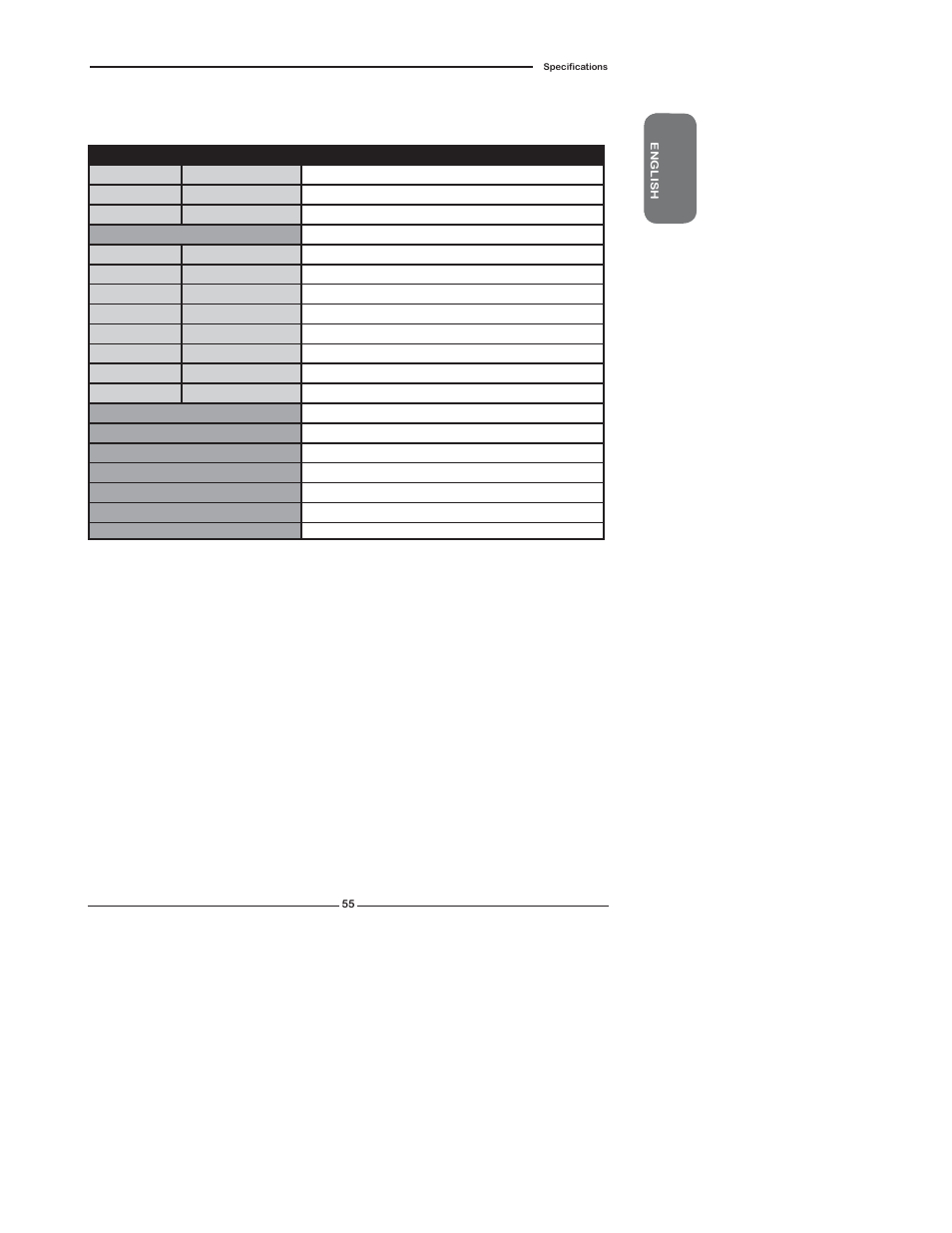 Specifications | Polaroid TDX-02610B User Manual | Page 57 / 73