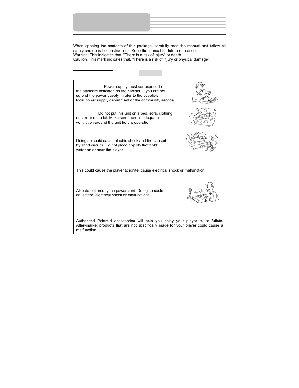Safety instructions | Polaroid PDU-1045 User Manual | Page 2 / 45