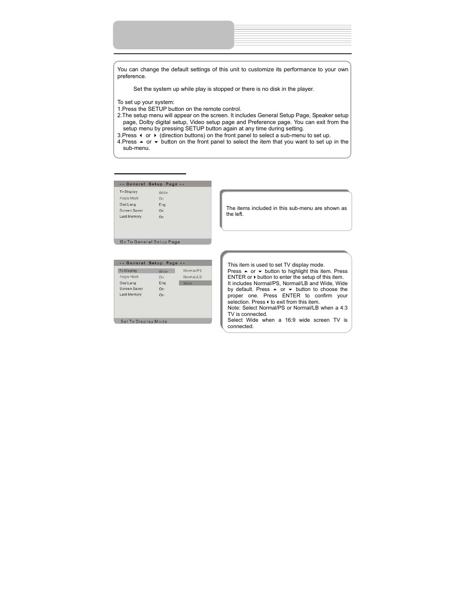System setup | Polaroid PDU-1045 User Manual | Page 35 / 45