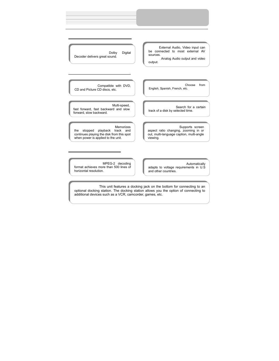 Features | Polaroid PDU-1045 User Manual | Page 7 / 45