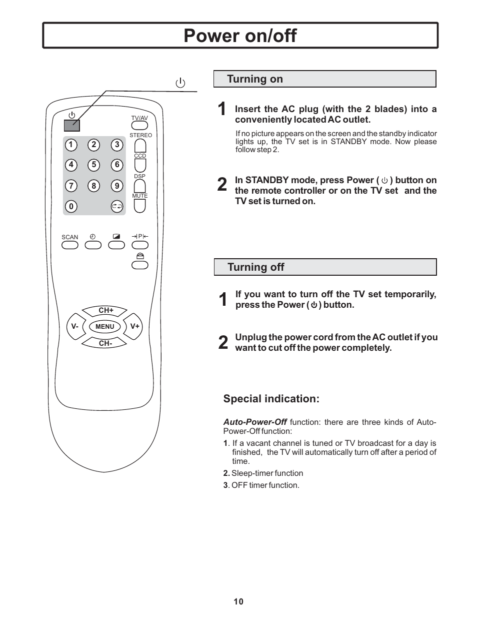 Power on/off | Polaroid TTM-2401 User Manual | Page 11 / 28