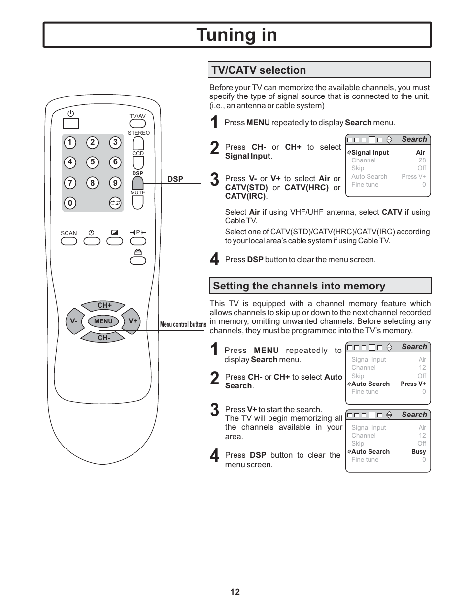 Tuning in | Polaroid TTM-2401 User Manual | Page 13 / 28