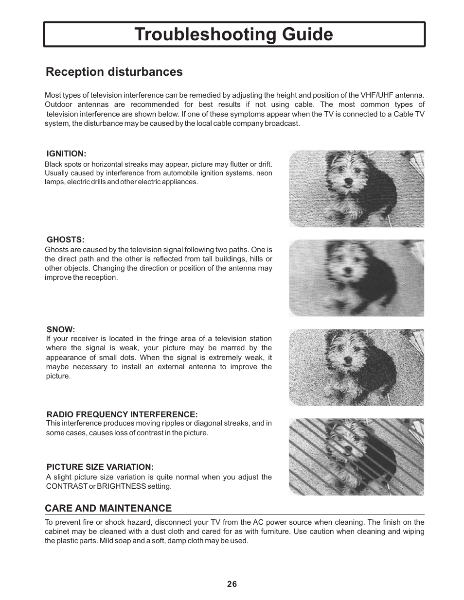 Troubleshooting guide, Reception disturbances | Polaroid TTM-2401 User Manual | Page 27 / 28