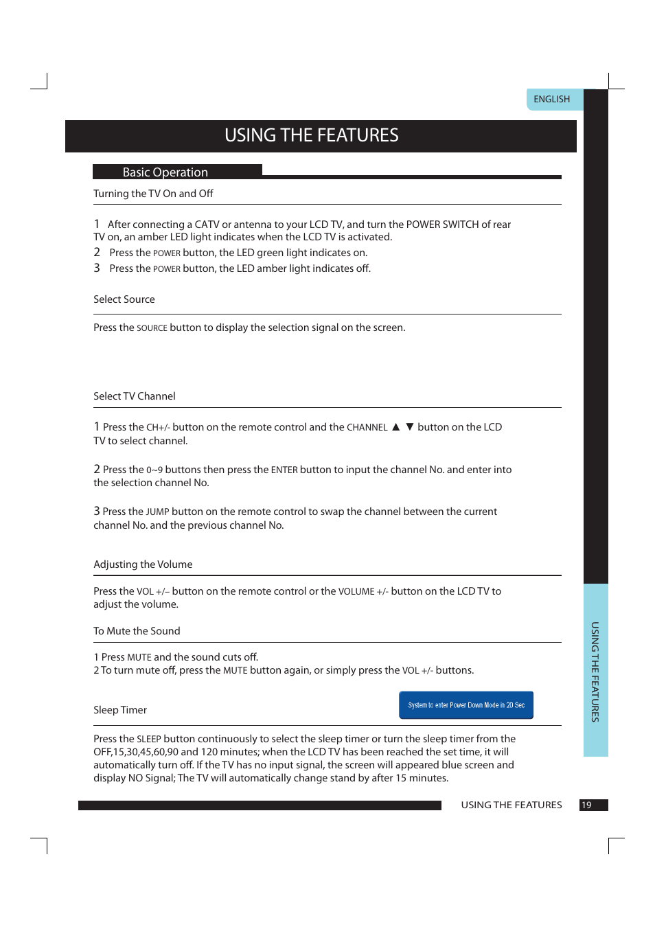 Using the features | Polaroid FLA-1911B User Manual | Page 20 / 29