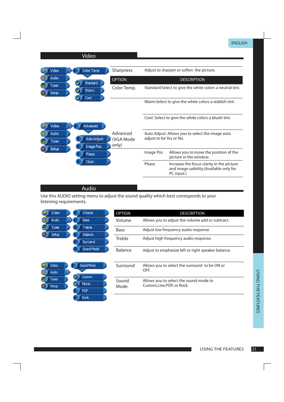 Video audio | Polaroid FLA-1911B User Manual | Page 22 / 29