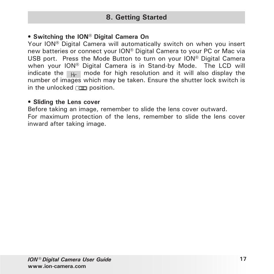 Getting started | Polaroid ION User Manual | Page 17 / 51