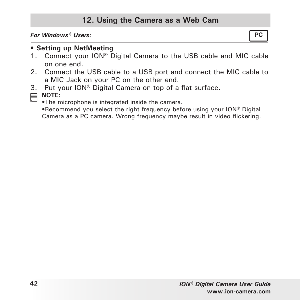 Using the camera as a web cam | Polaroid ION User Manual | Page 42 / 51