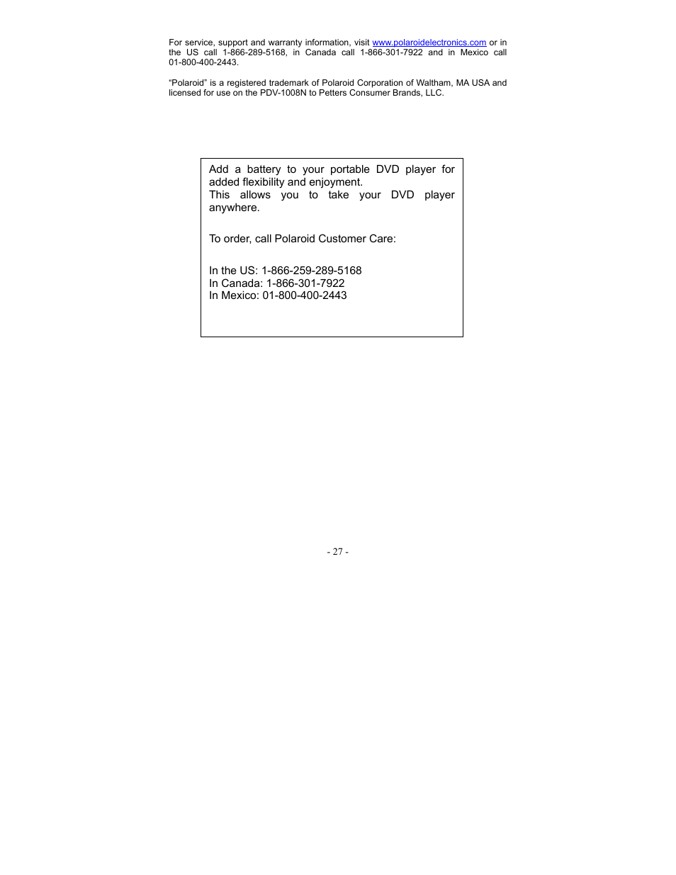 Polaroid PDV-1008N User Manual | Page 27 / 27