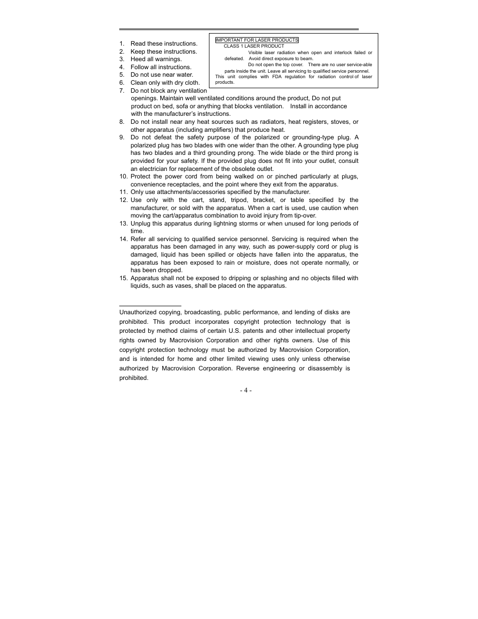 Important safety instructions | Polaroid PDV-1008N User Manual | Page 4 / 27
