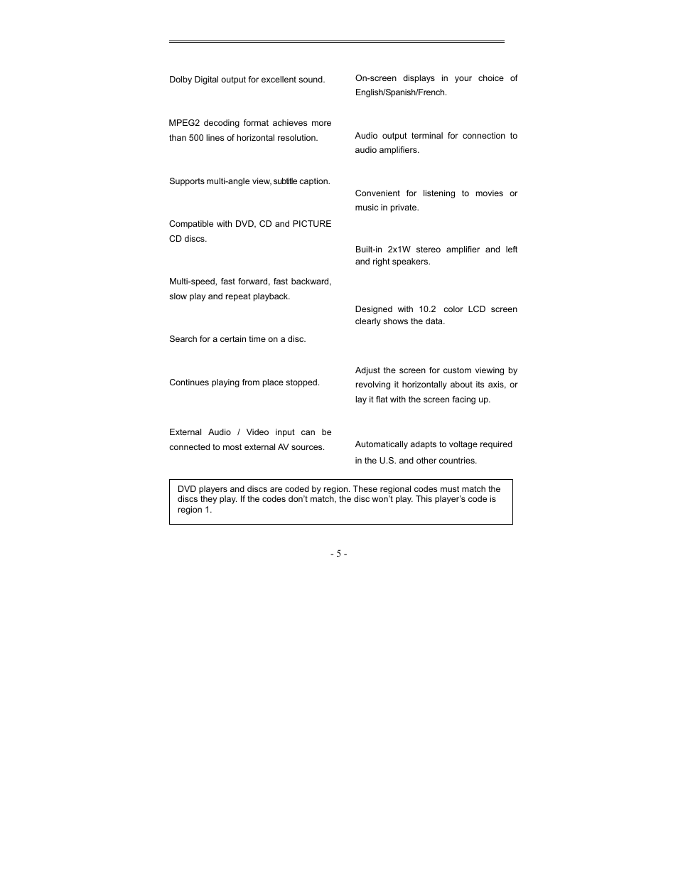 Characteristic features | Polaroid PDV-1008N User Manual | Page 5 / 27