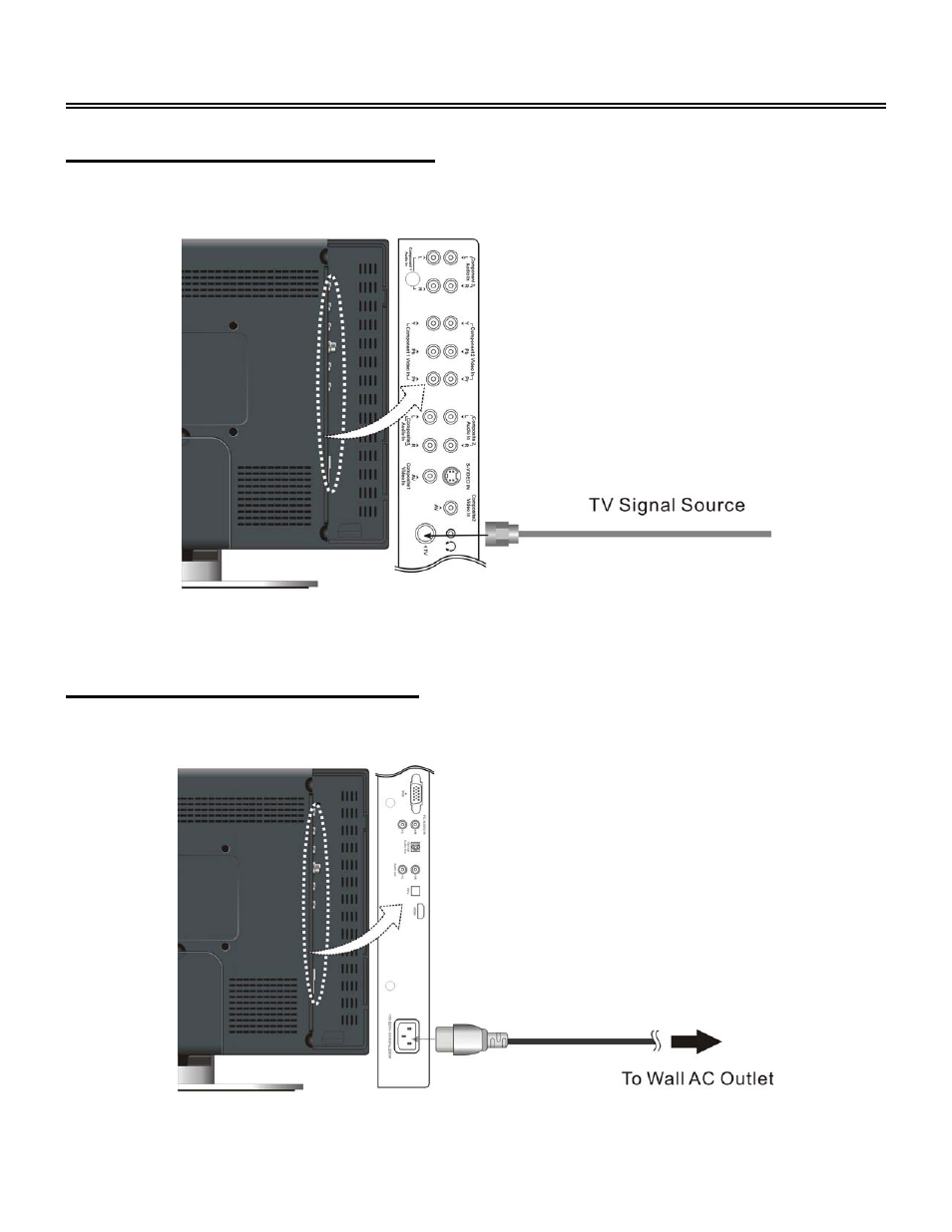 System connections, Connecting a tv signal source, Connecting the power supply | Polaroid 20070918 User Manual | Page 21 / 48