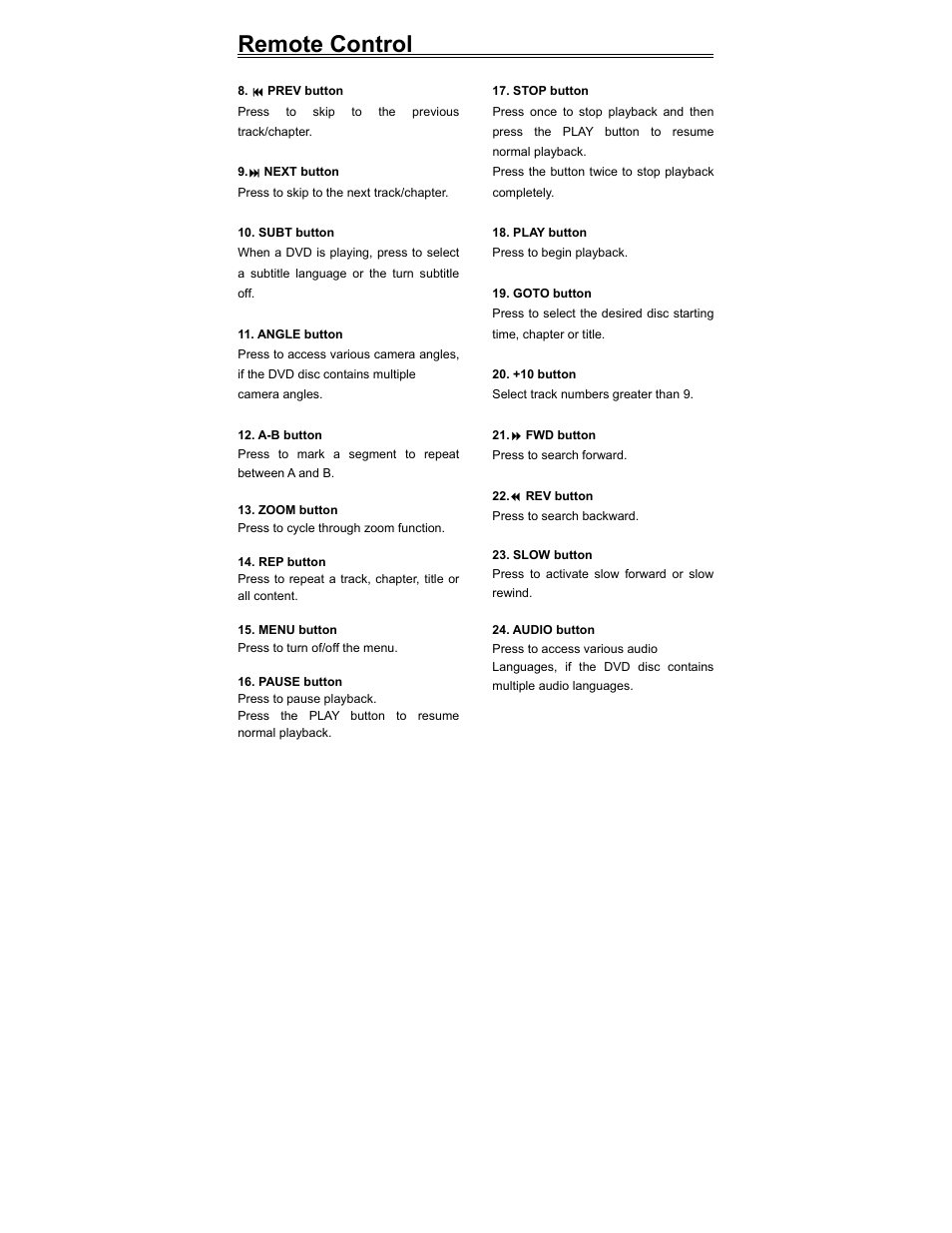 Remote control | Polaroid PDV-523M2 User Manual | Page 11 / 41