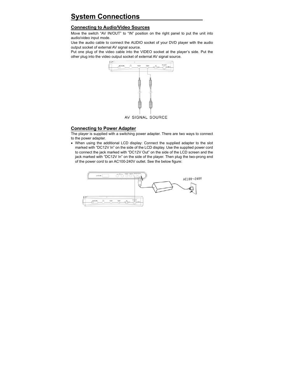 System connections | Polaroid PDV-523M2 User Manual | Page 13 / 41