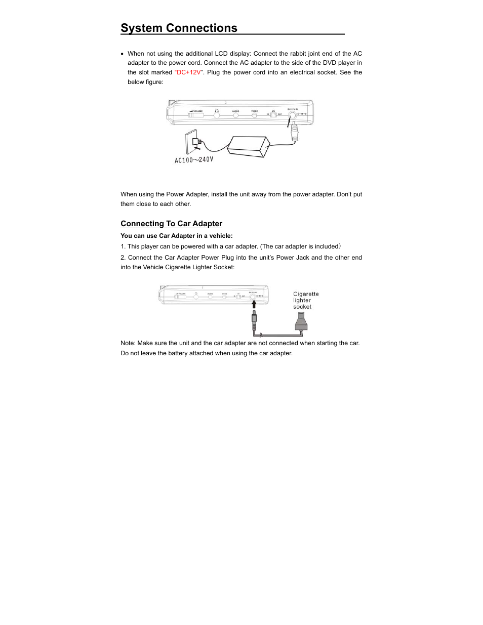 System connections | Polaroid PDV-523M2 User Manual | Page 14 / 41