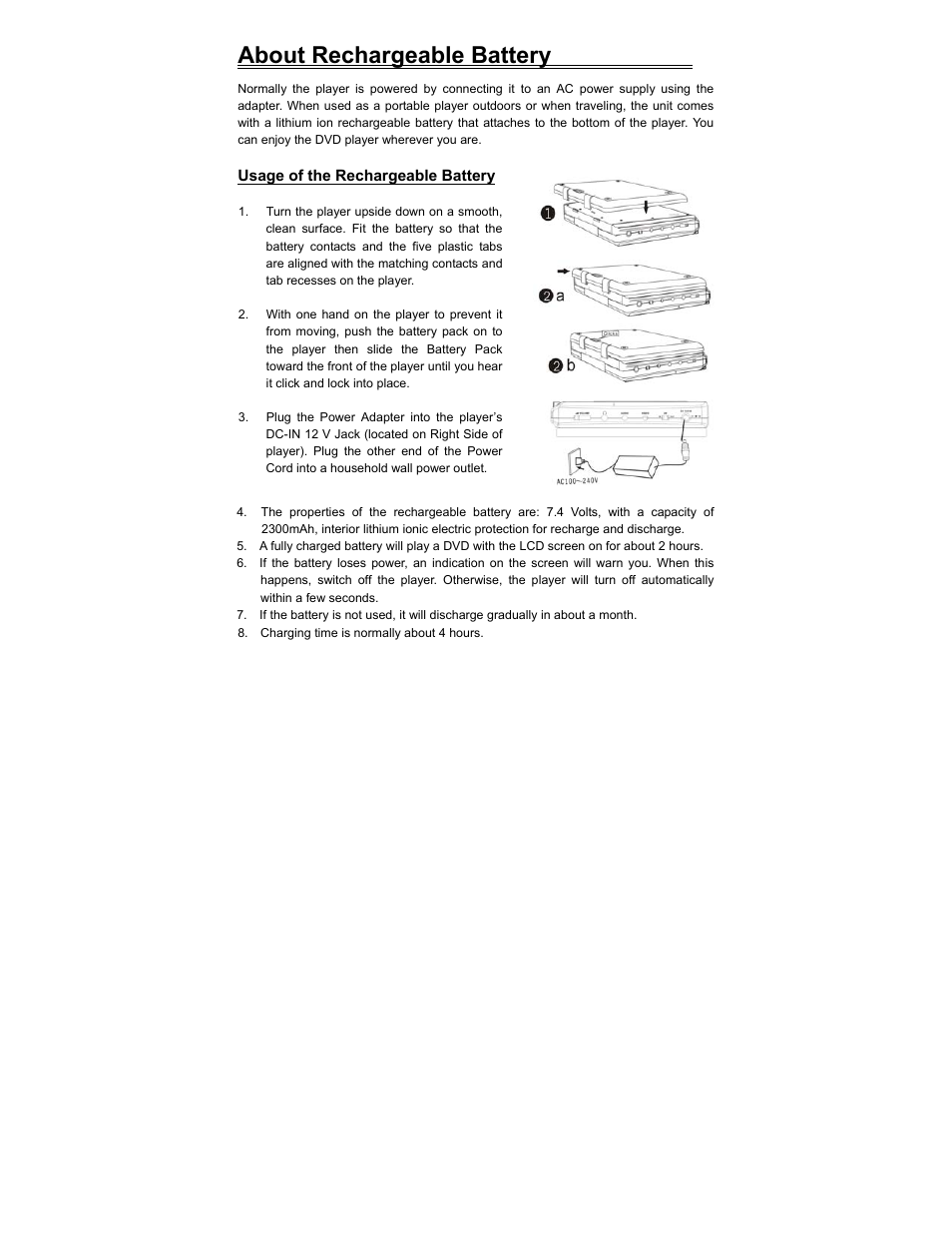 About rechargeable battery | Polaroid PDV-523M2 User Manual | Page 16 / 41
