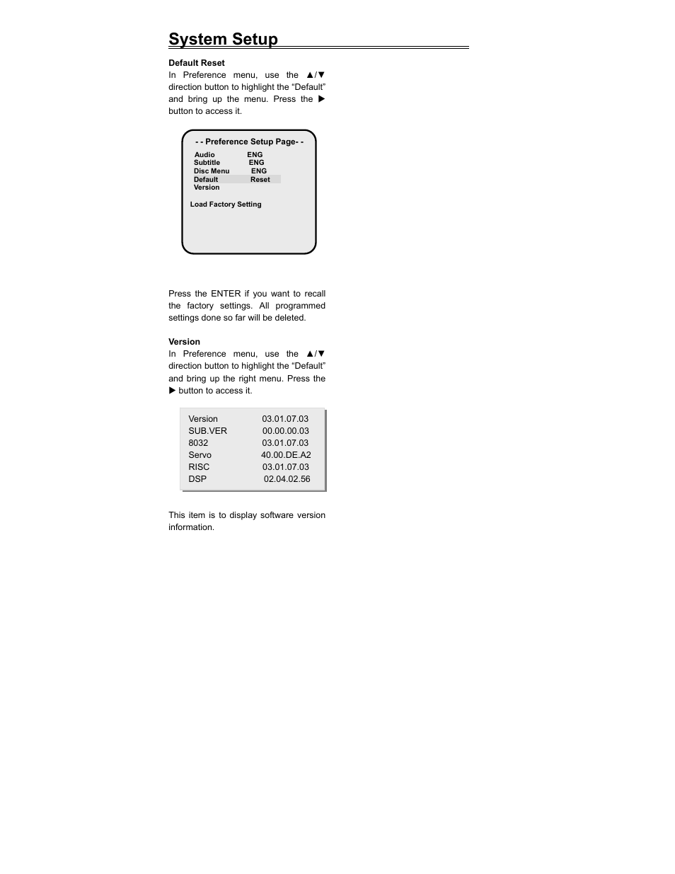 System setup | Polaroid PDV-523M2 User Manual | Page 29 / 41