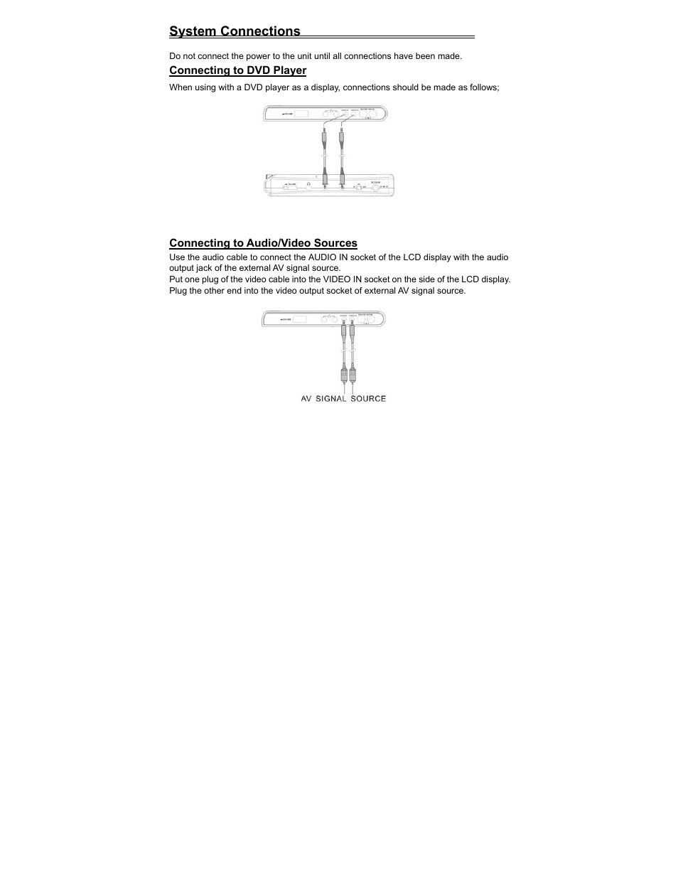 System connections | Polaroid PDV-523M2 User Manual | Page 32 / 41