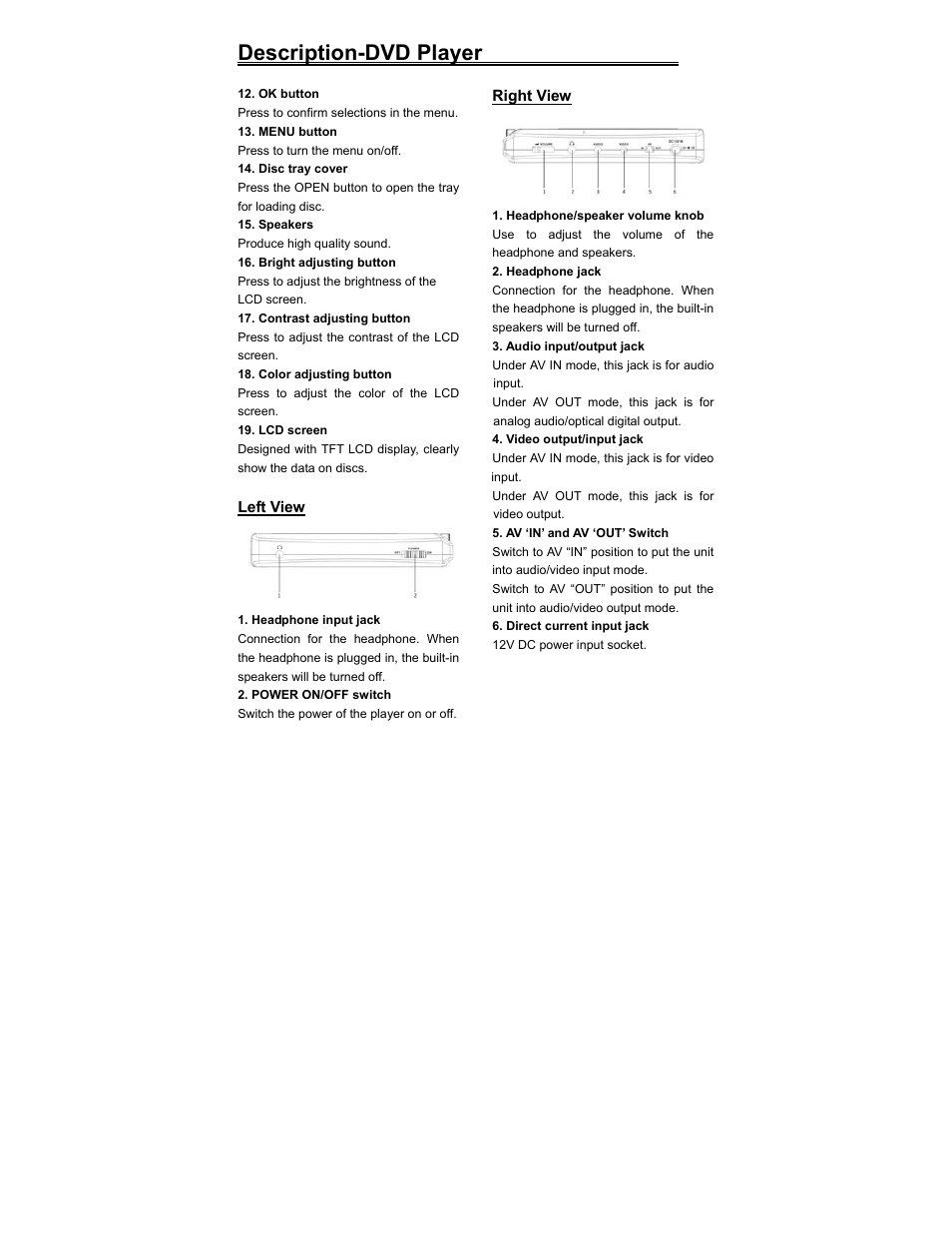 Description-dvd player | Polaroid PDV-523M2 User Manual | Page 8 / 41