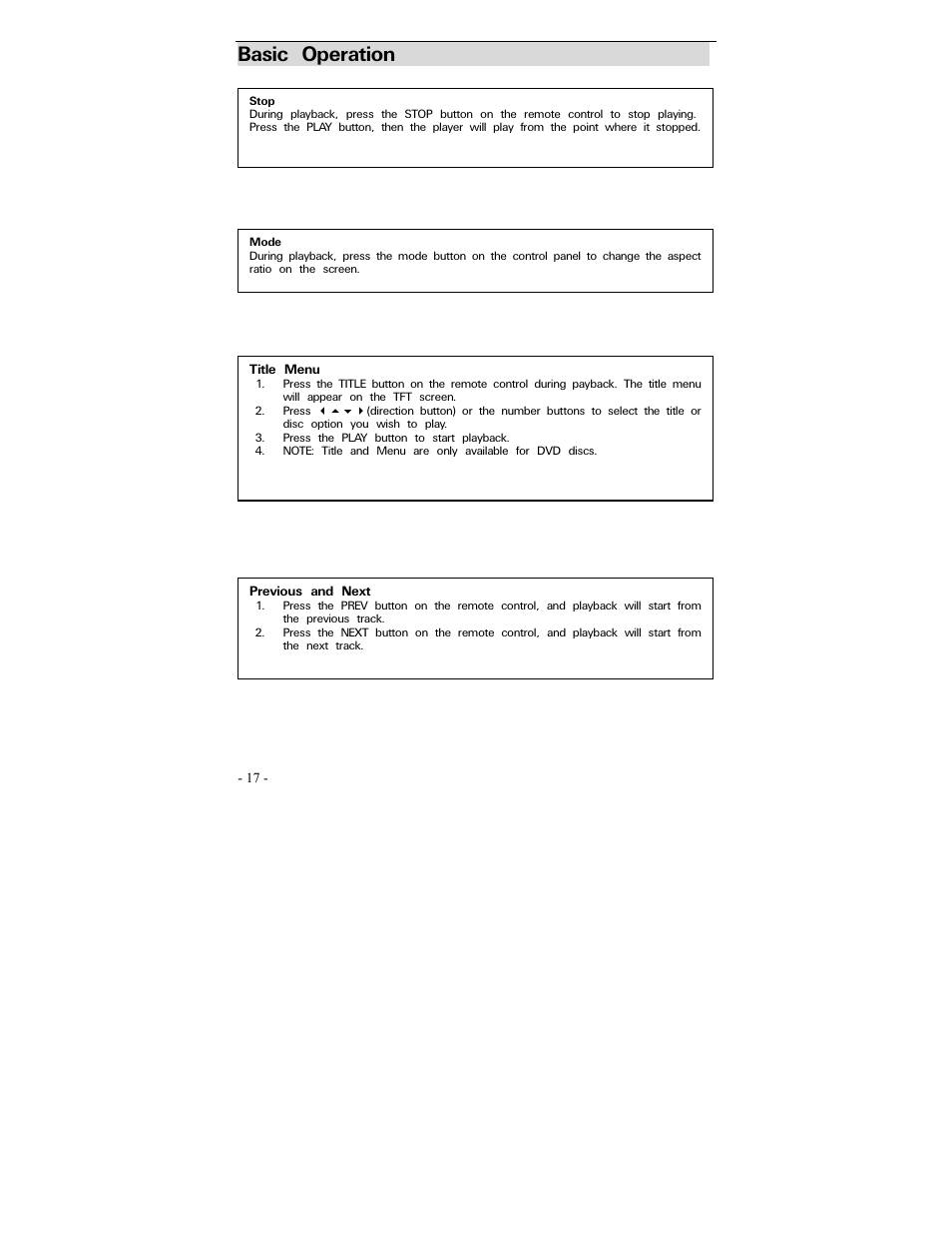 Basic operation | Polaroid PDV-0700 User Manual | Page 16 / 27