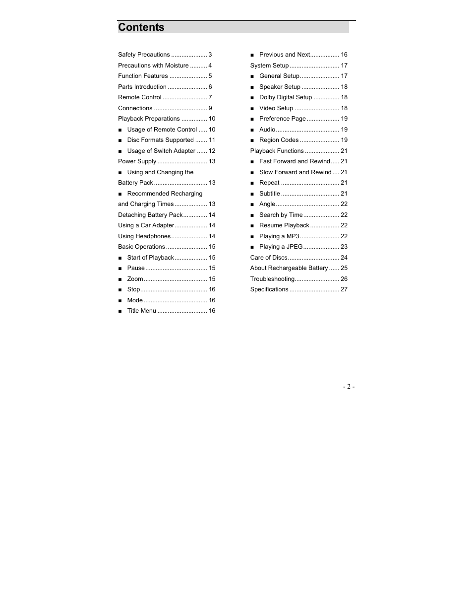 Polaroid PDV-0700 User Manual | Page 2 / 27