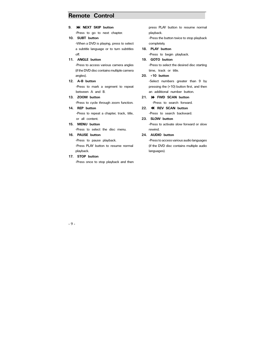 Remote control | Polaroid PDV-0700 User Manual | Page 8 / 27