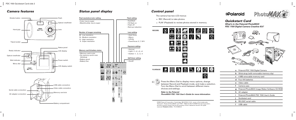 Polaroid PDC 1100 User Manual | 8 pages