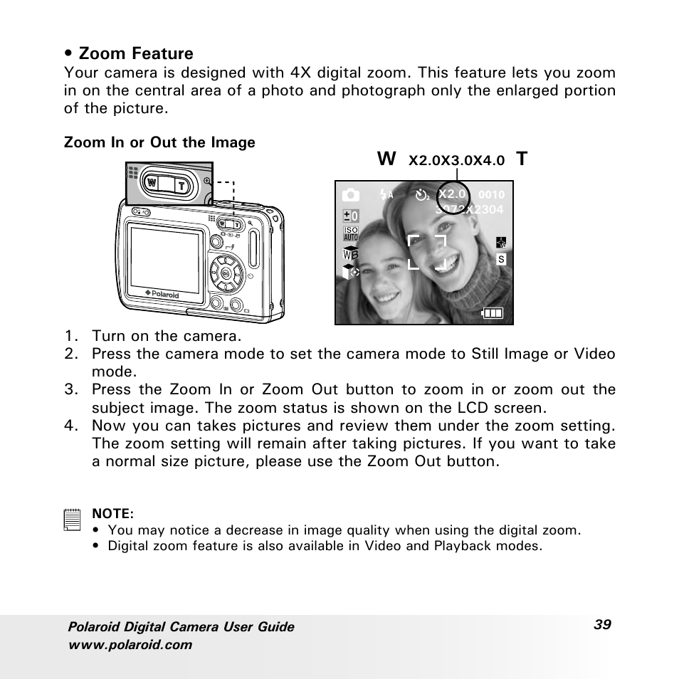 Zoom feature | Polaroid a700 User Manual | Page 39 / 84