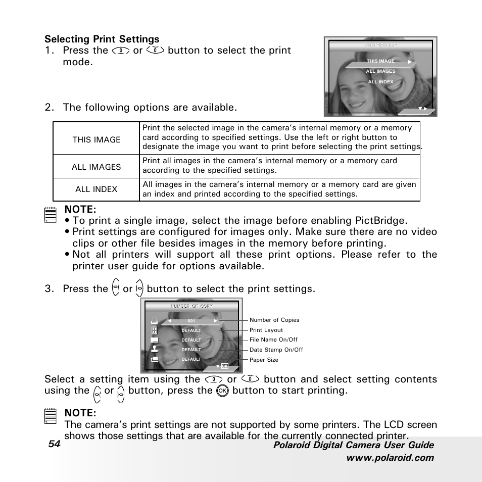 The following options are available | Polaroid a700 User Manual | Page 54 / 84