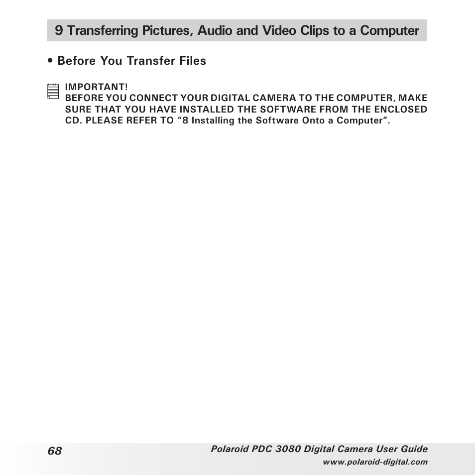 Before you transfer files | Polaroid PDC3080 User Manual | Page 68 / 90