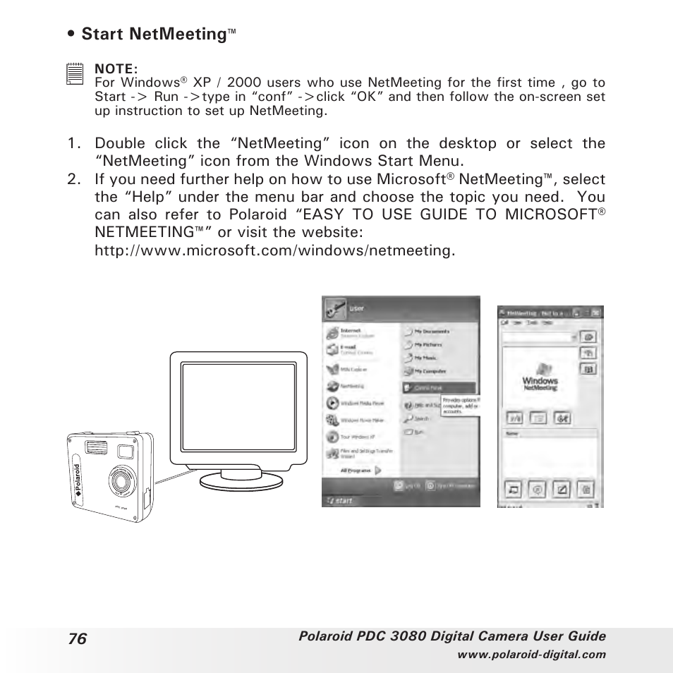 Start netmeeting | Polaroid PDC3080 User Manual | Page 76 / 90