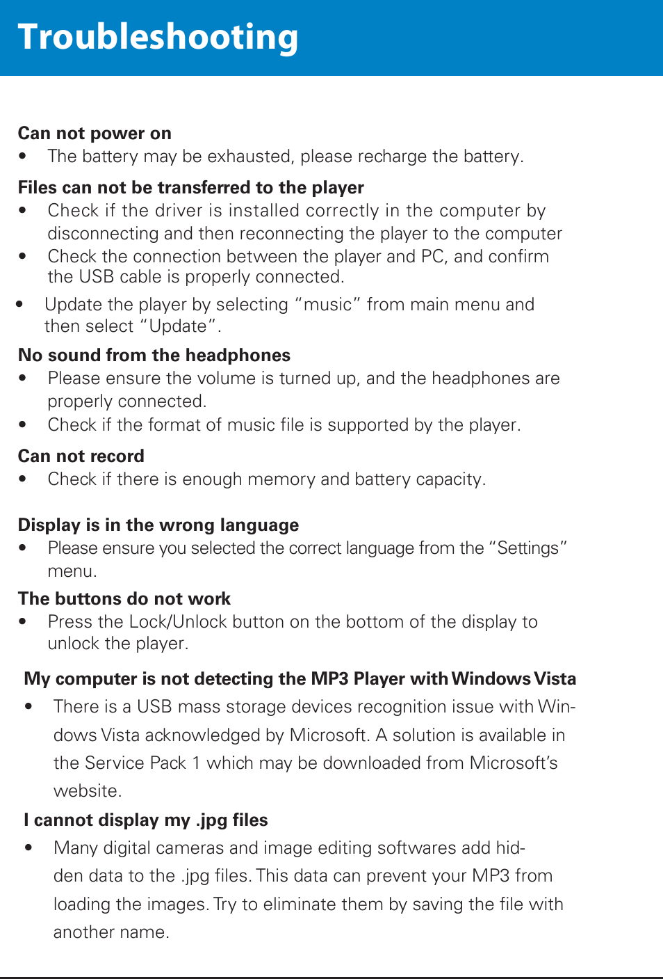 Troubleshooting | Polaroid PMP282-8 User Manual | Page 15 / 17
