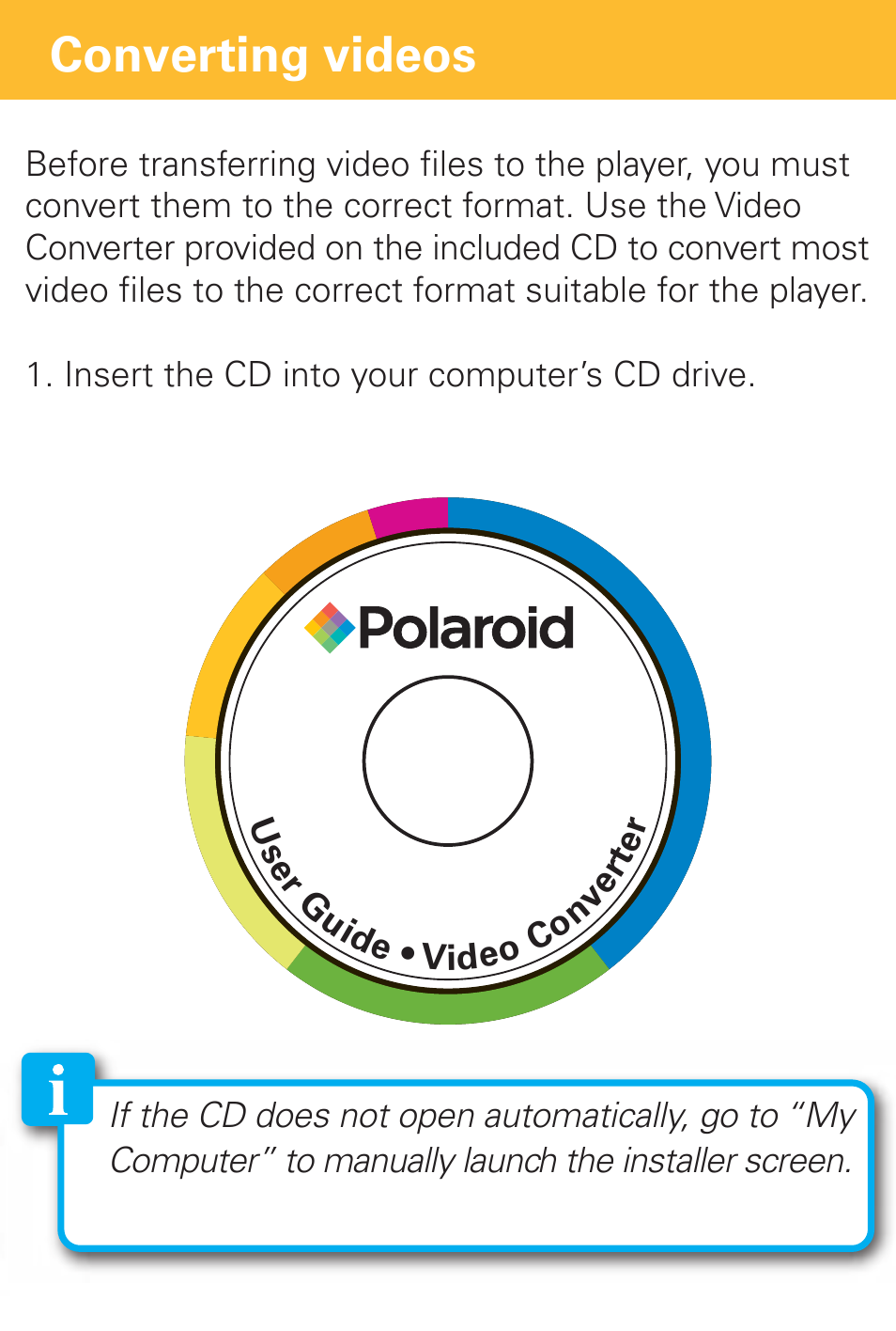 Converting videos | Polaroid PMP282-8 User Manual | Page 7 / 17