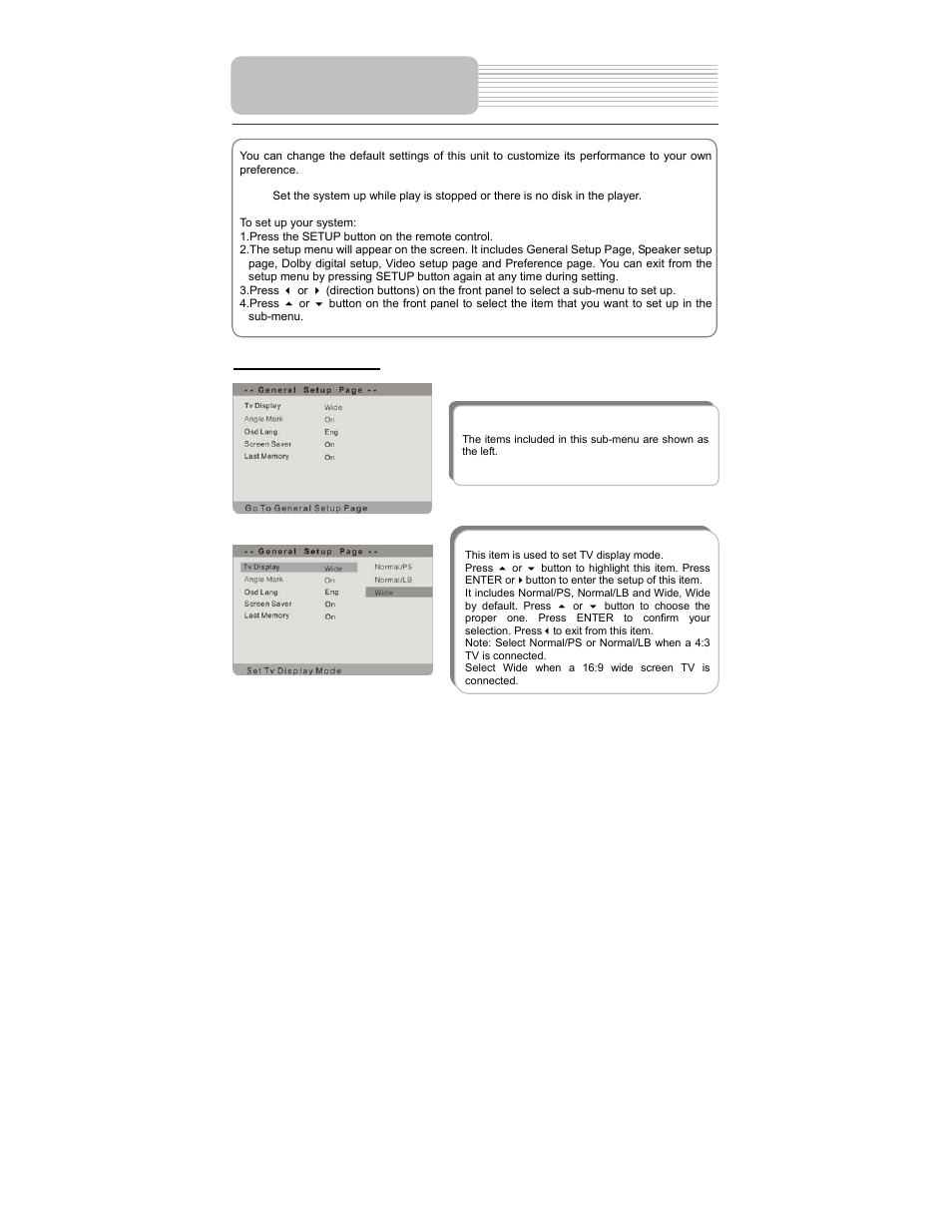 System setup | Polaroid PDM-1040 User Manual | Page 35 / 45