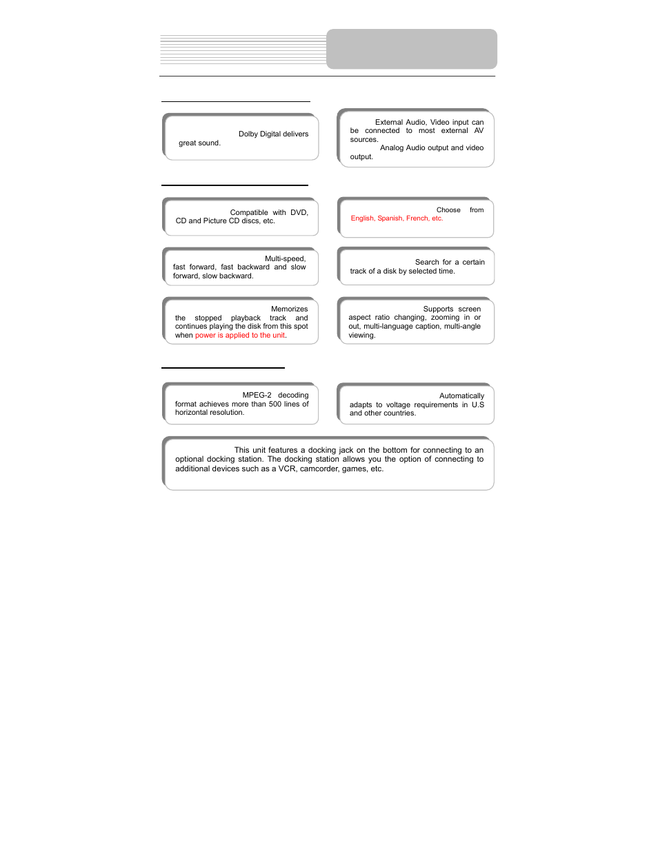 Features | Polaroid PDM-1040 User Manual | Page 7 / 45