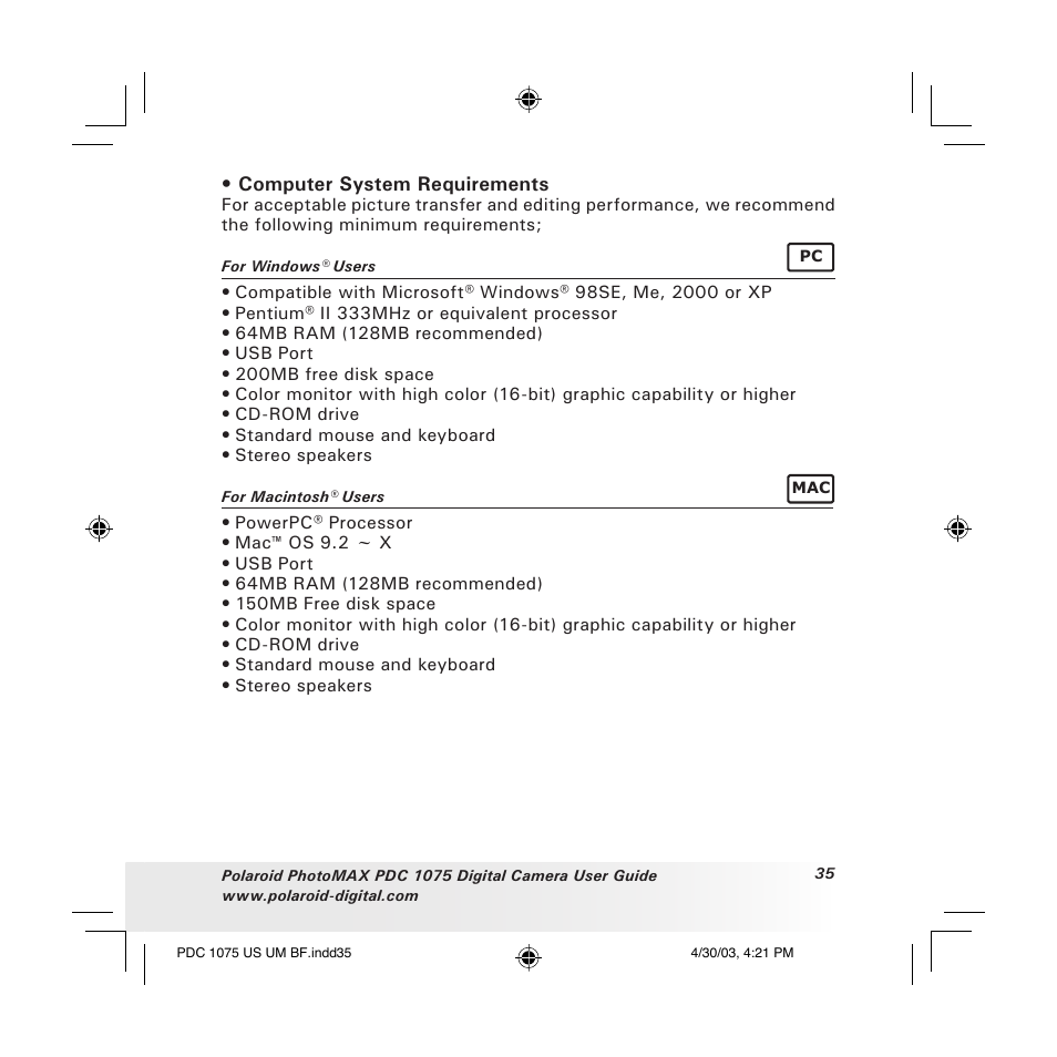 Polaroid PDC 1075 User Manual | Page 35 / 49