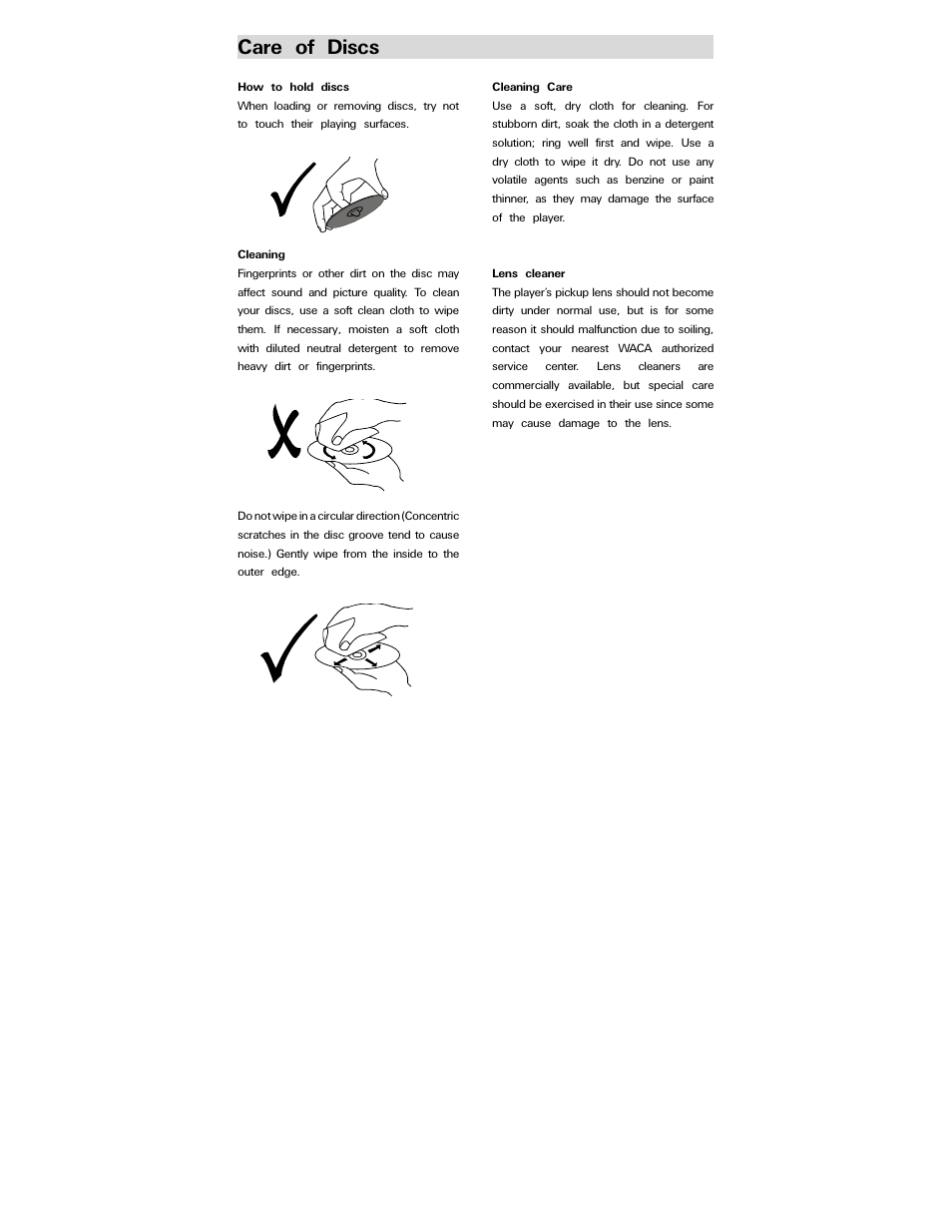 Care of discs | Polaroid PDV-0750 User Manual | Page 24 / 29