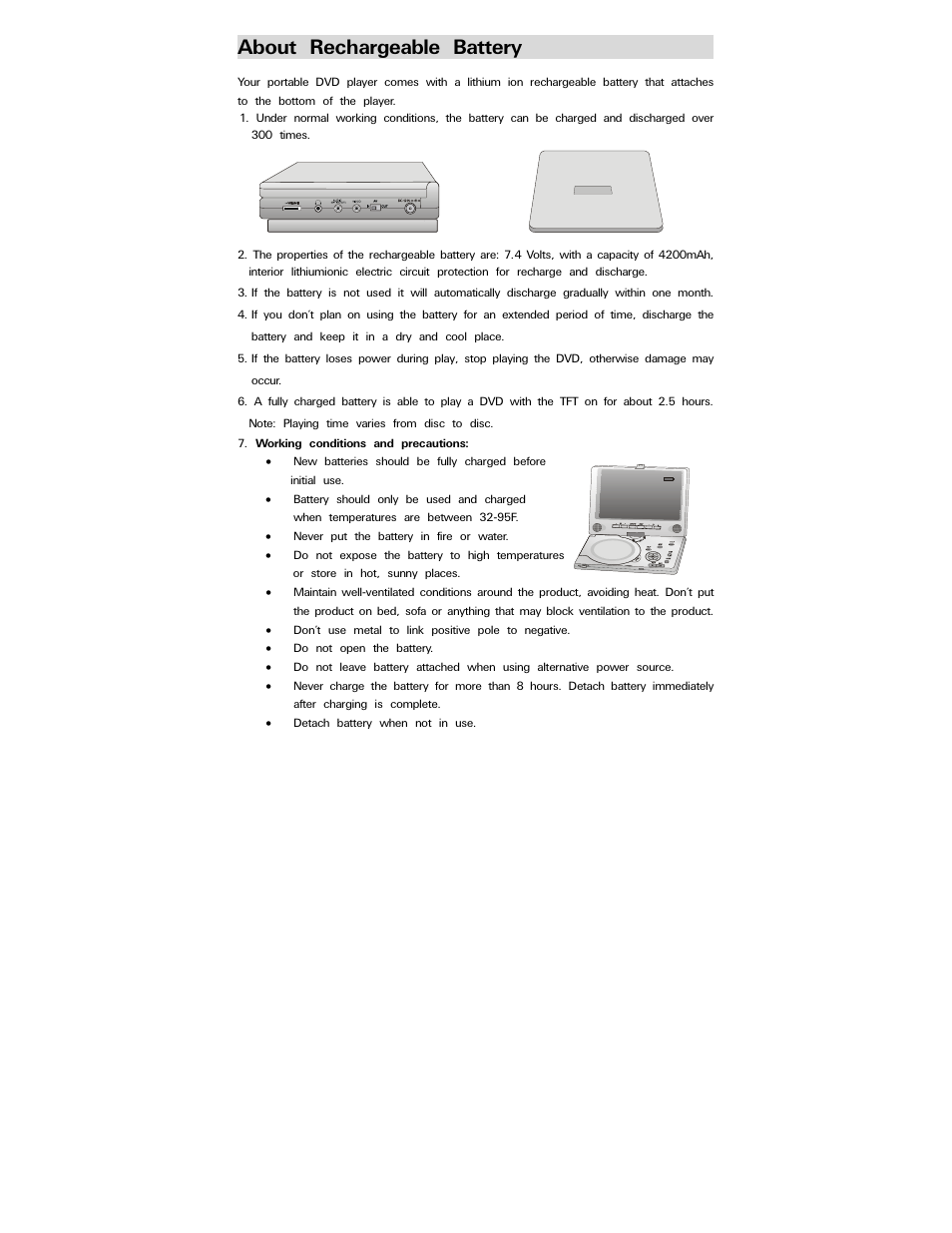 About rechargeable battery | Polaroid PDV-0750 User Manual | Page 25 / 29