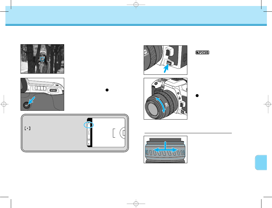 Focus – manual focus, Focus – spot af, Af power zoom and xi-series lenses | Polaroid MAXXUM HTsi User Manual | Page 28 / 47