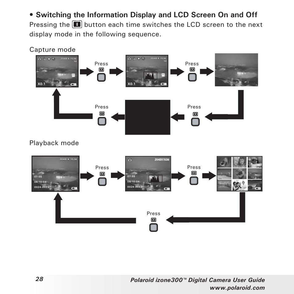 Playback mode | Polaroid izone300 User Manual | Page 28 / 84
