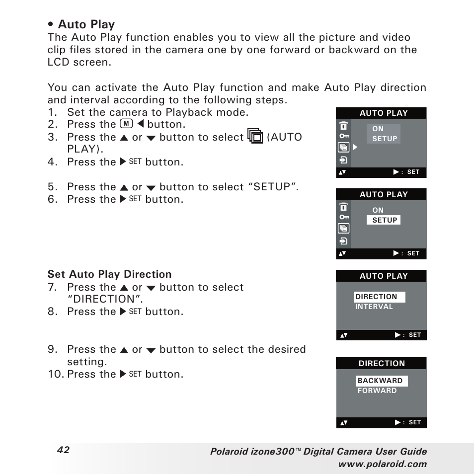 Auto play | Polaroid izone300 User Manual | Page 42 / 84