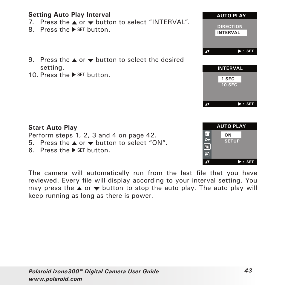 Button | Polaroid izone300 User Manual | Page 43 / 84