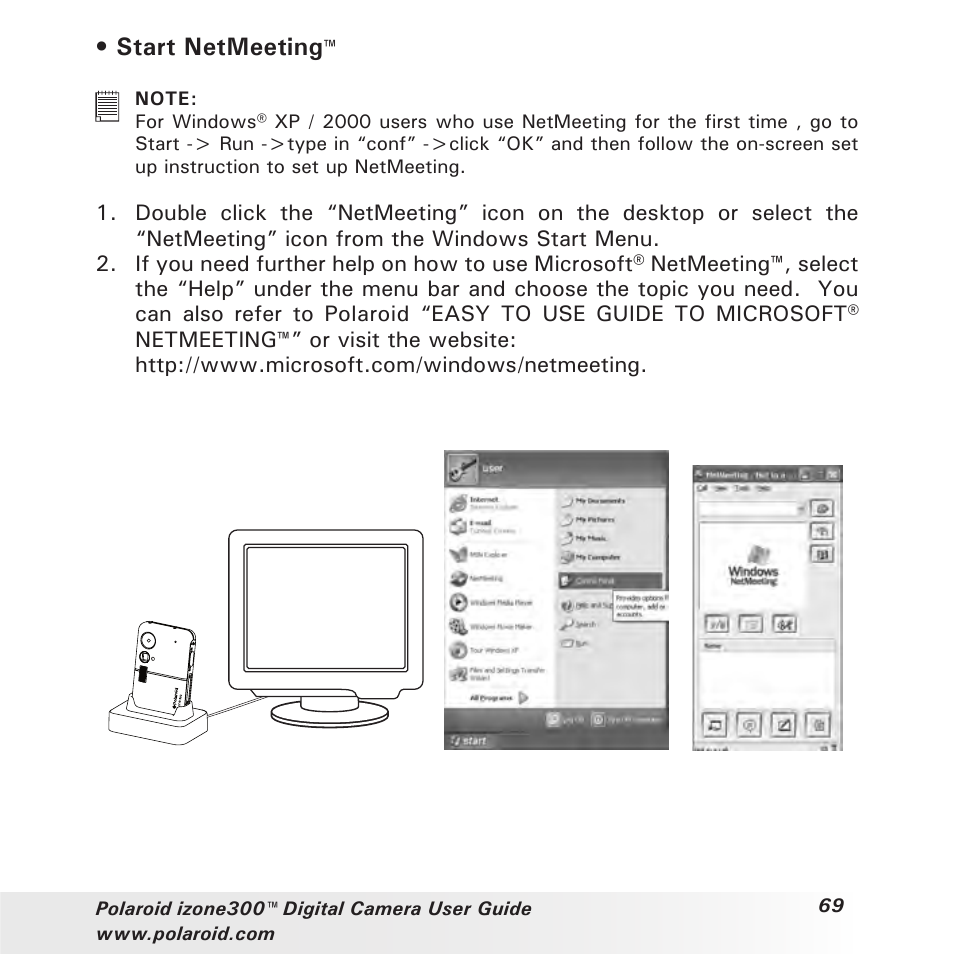 Start netmeeting | Polaroid izone300 User Manual | Page 69 / 84