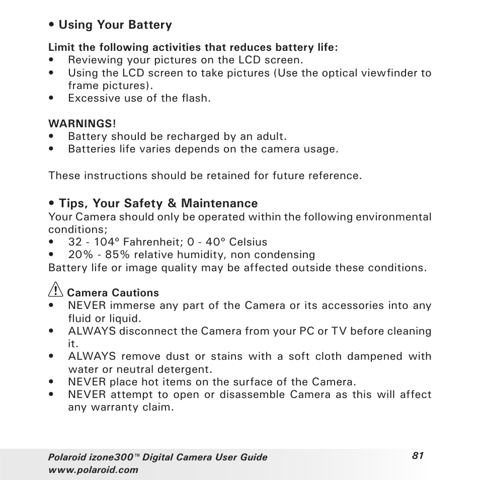 Polaroid izone300 User Manual | Page 81 / 84