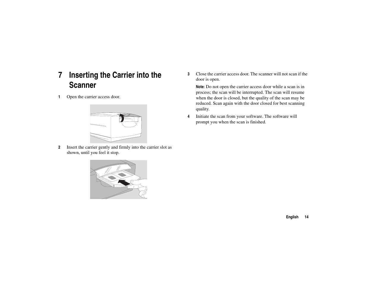 7 inserting the carrier into the scanner | Polaroid 45I User Manual | Page 14 / 18